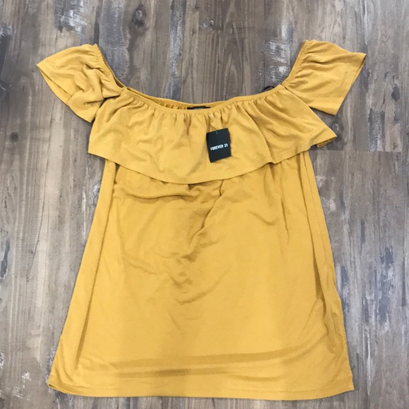 Forever 21 Tops - FOREVER 21 off shoulder mustard top NWT